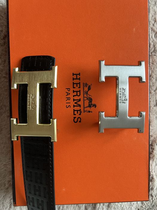 Pasek Hermes złota i srebrna klamra