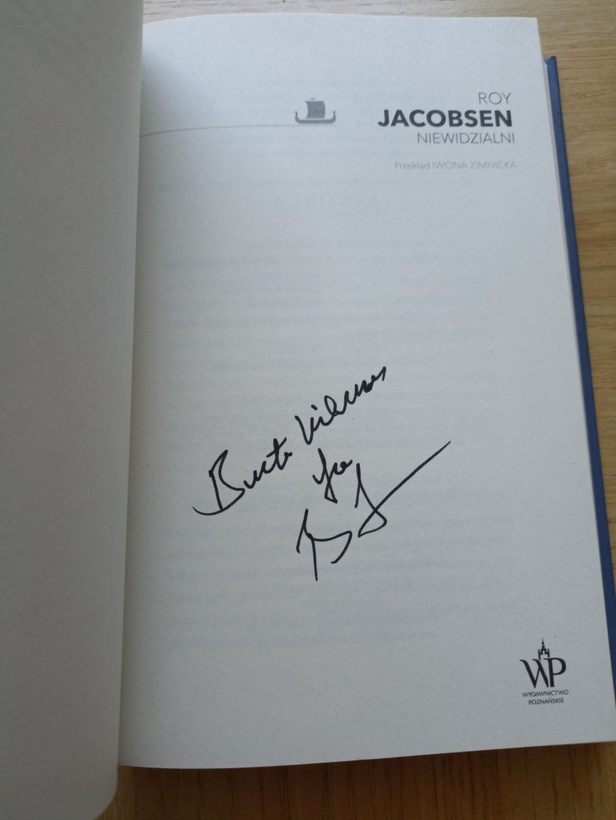 Niewidzialni Roy Jacobsen autograf autora! Saga z Barroy