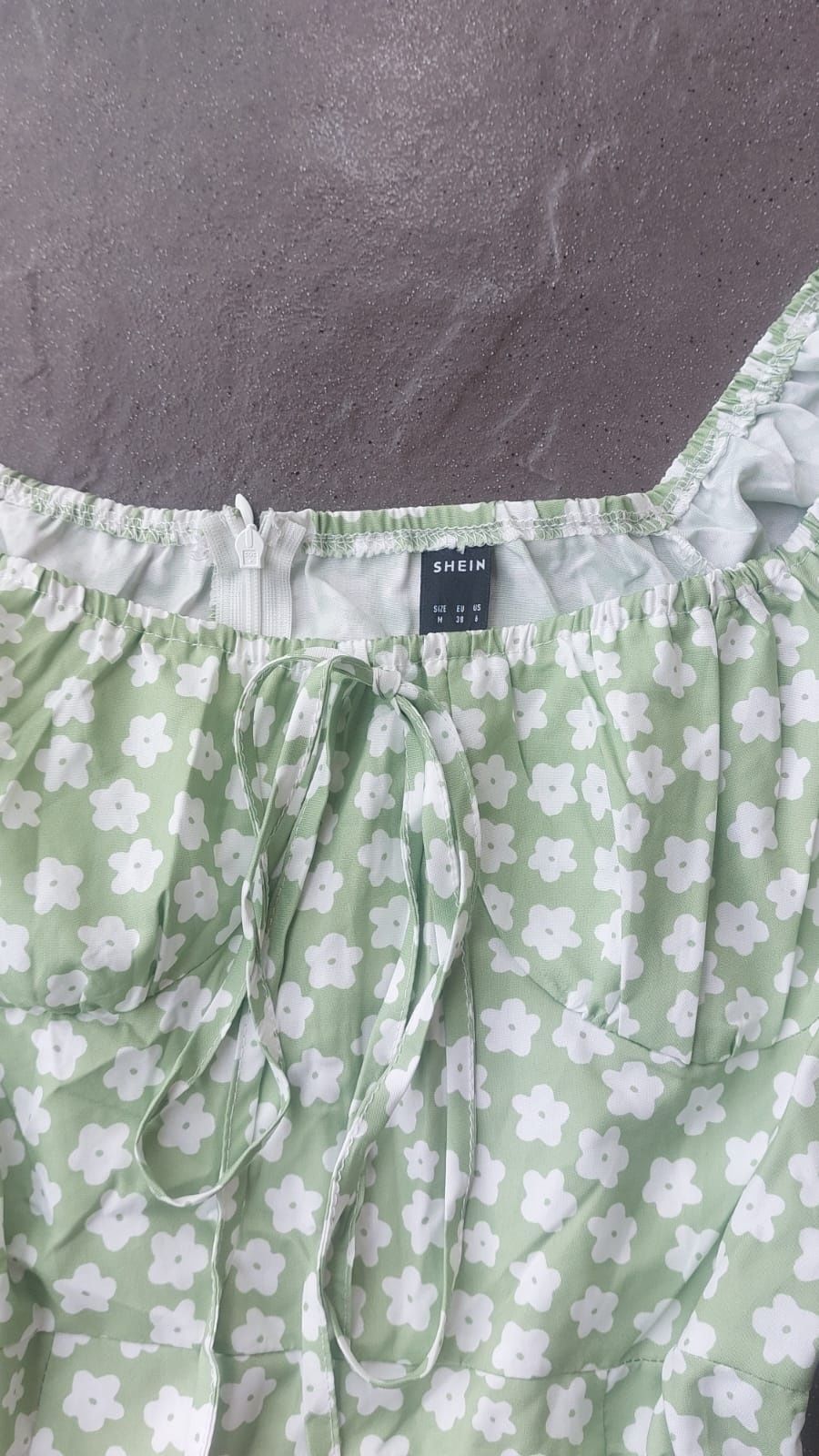 Sukienka mini zwiewna rękawy bufki M/L Nowa Shein