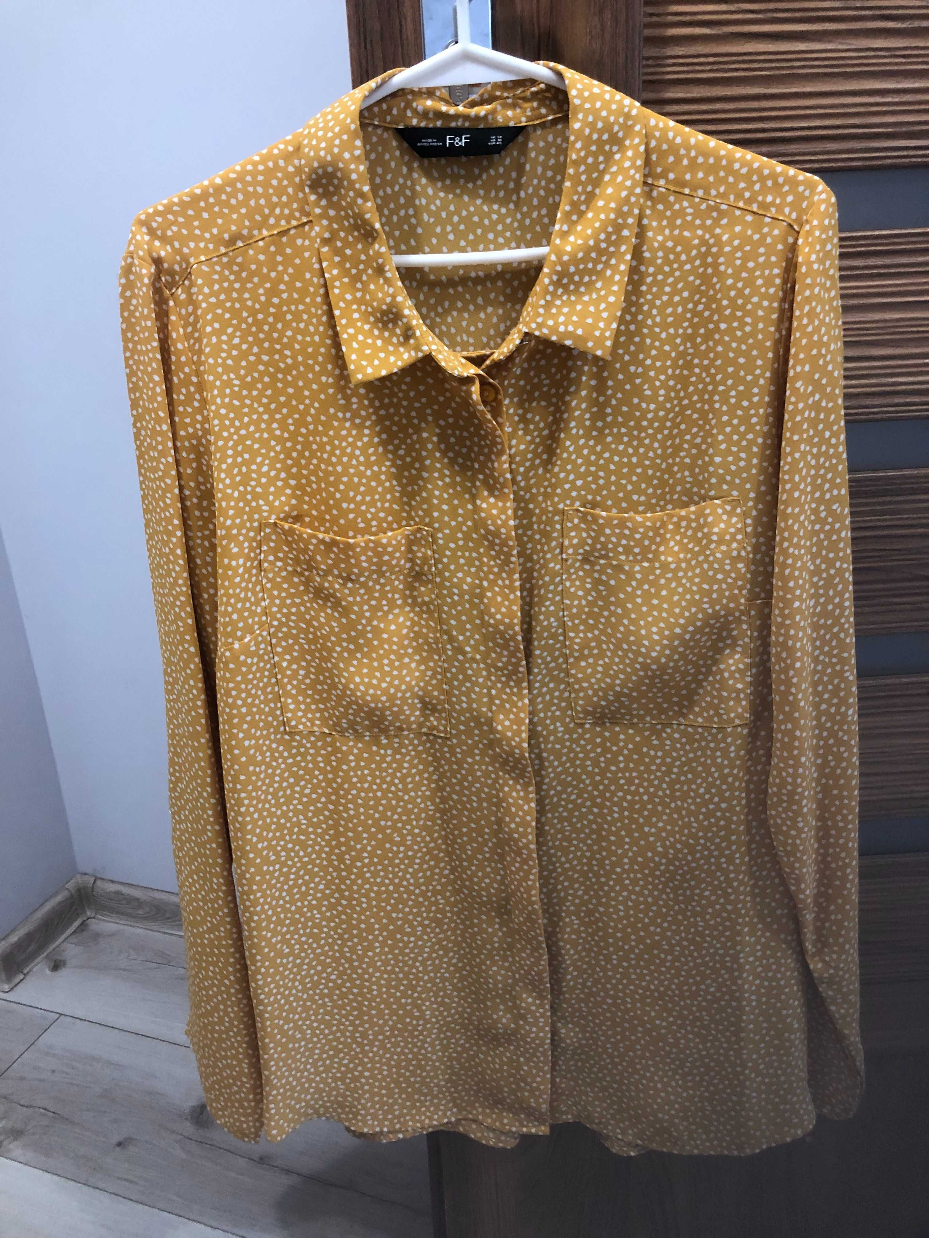 Koszula damska 42 żółta w kropki