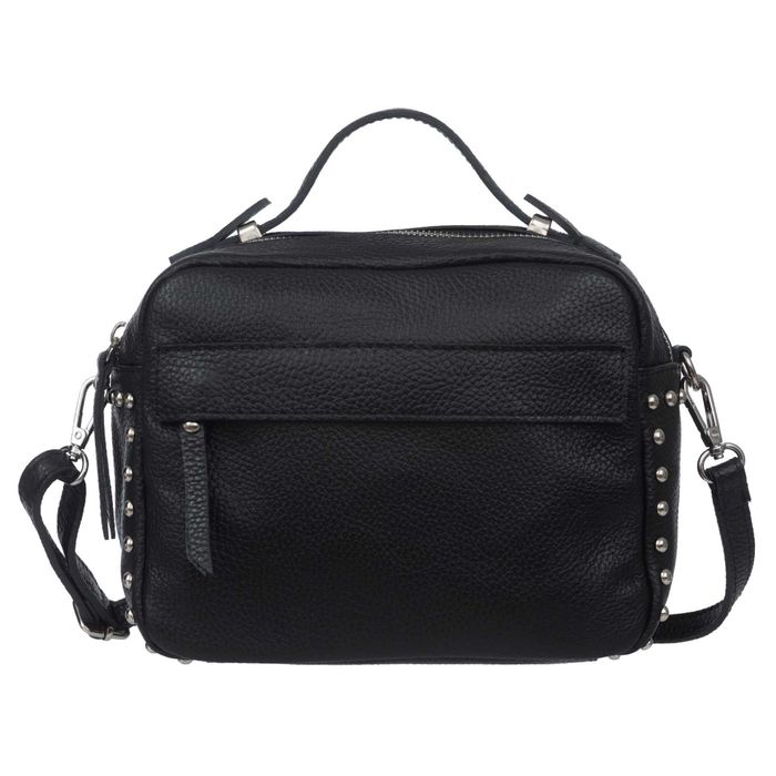 VERA PELLE torebka damska skórzana listonoszka z paskiem V167 czarna