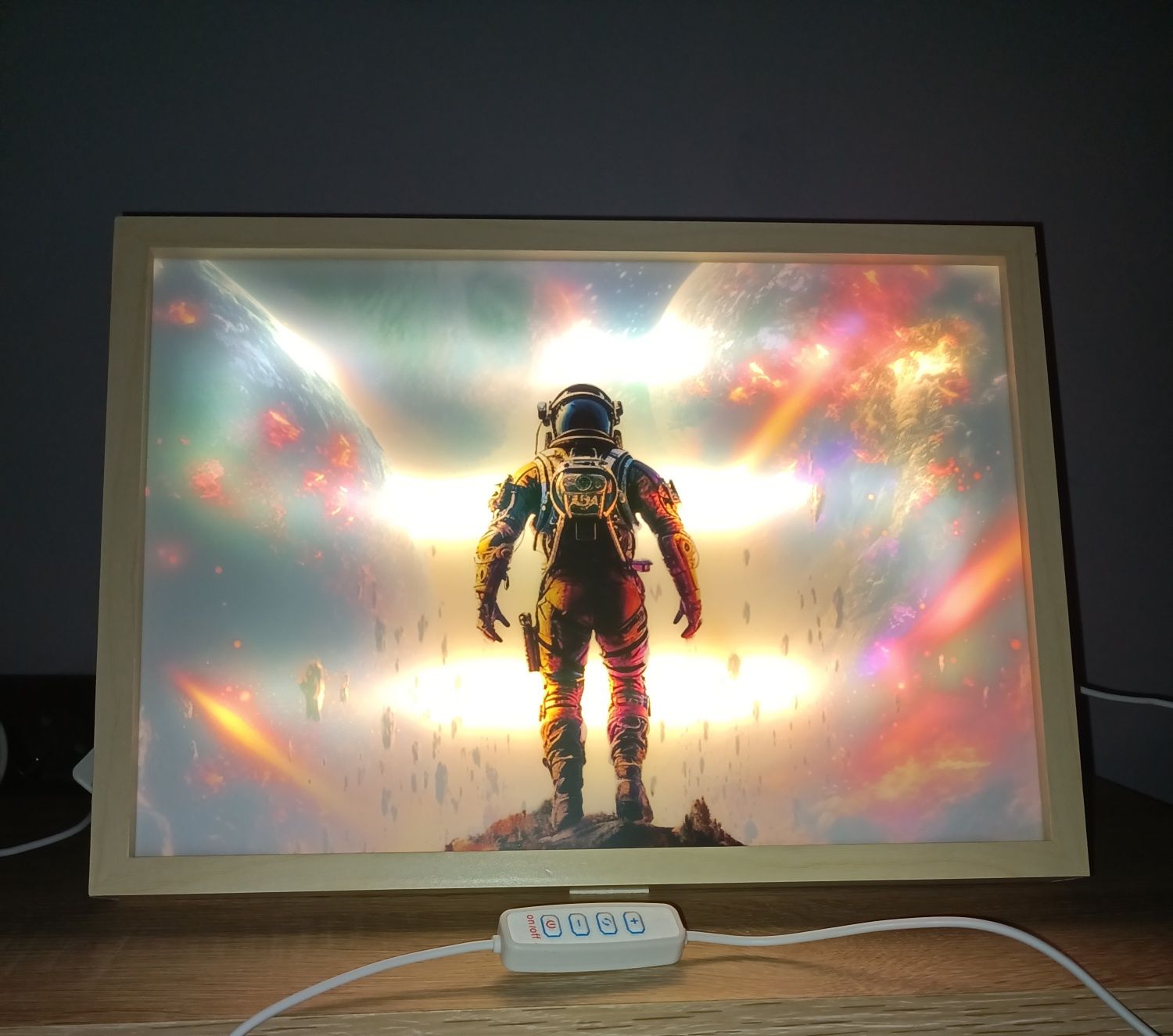 Świecący obraz astronauta 3kolory 33x24