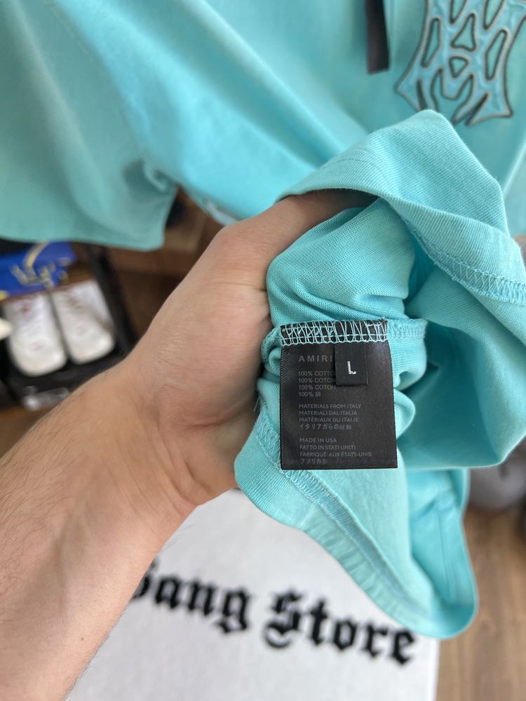 Футболка Amiri Ss25 Turquoise Faded