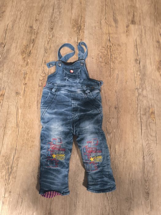 Ogrodniczki chłopięce ocieplane 6-9 miesiecy