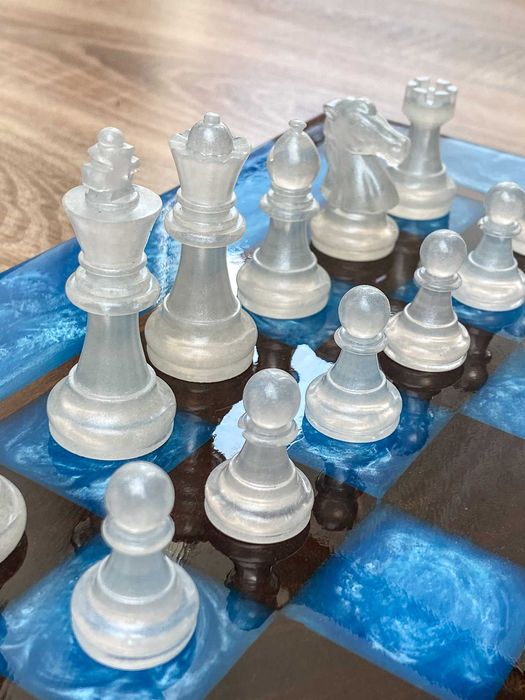 Ręcznie wykonana szachownica plansza warcaby żywica drewno egzotyczne