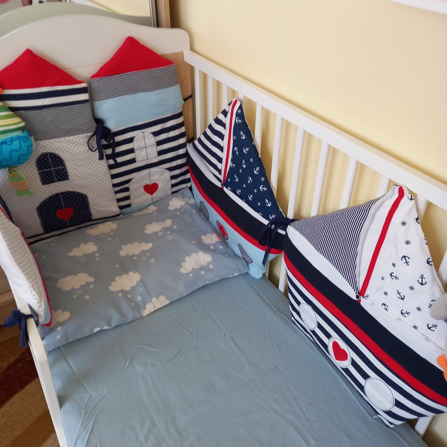 Ochraniacz do łóżeczka niemowlęcego, modułowy w stylu marynarskim