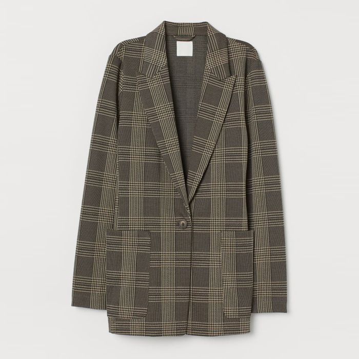 Осінній  подовжений піджак/ жакет у клітинку від h&m