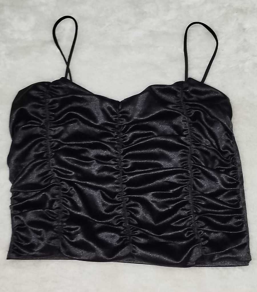 Top preto de cetim S