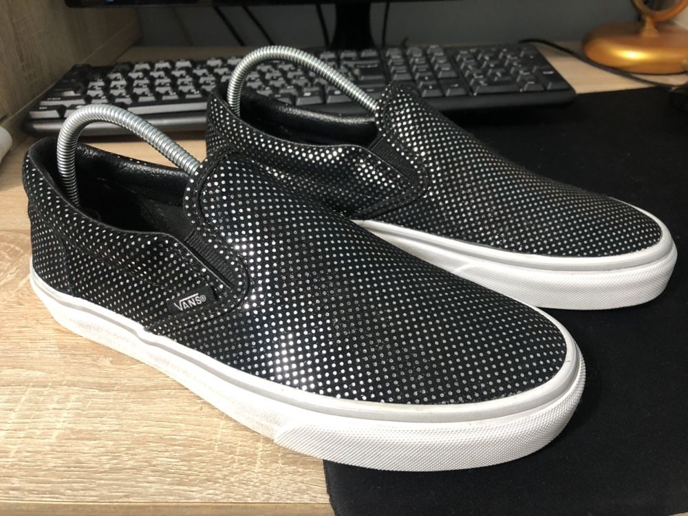 Женские Слипоны Vans кеды 38.5 стразы кожа кожаные Ванс