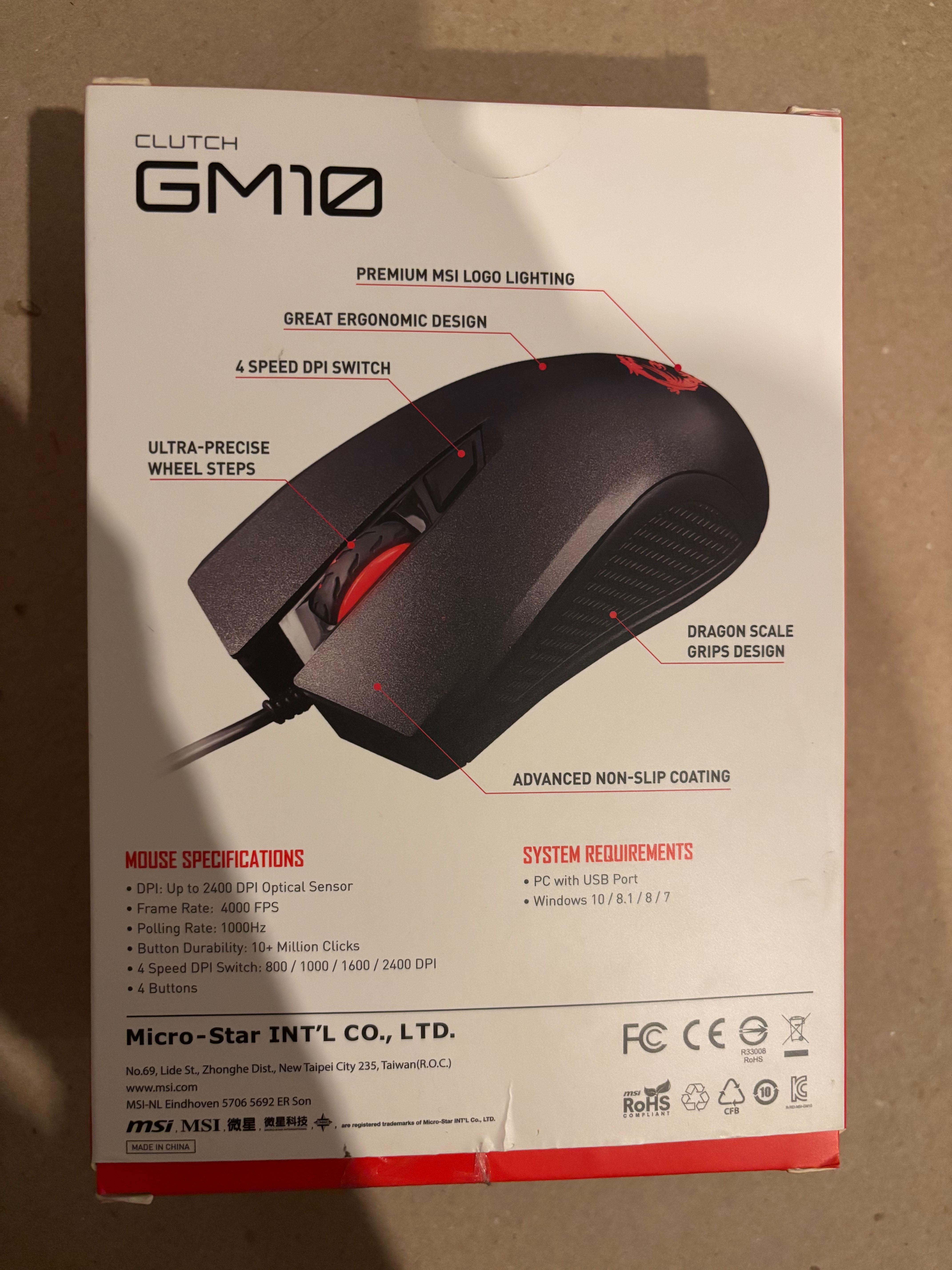 Mysz komputerowa gamingowa MSI Clutch GM10
