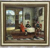 Картина старинная «В замке»Холст.Масло