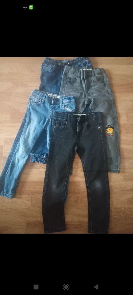 4 pary - spodnie jeansowe chłopięce 110