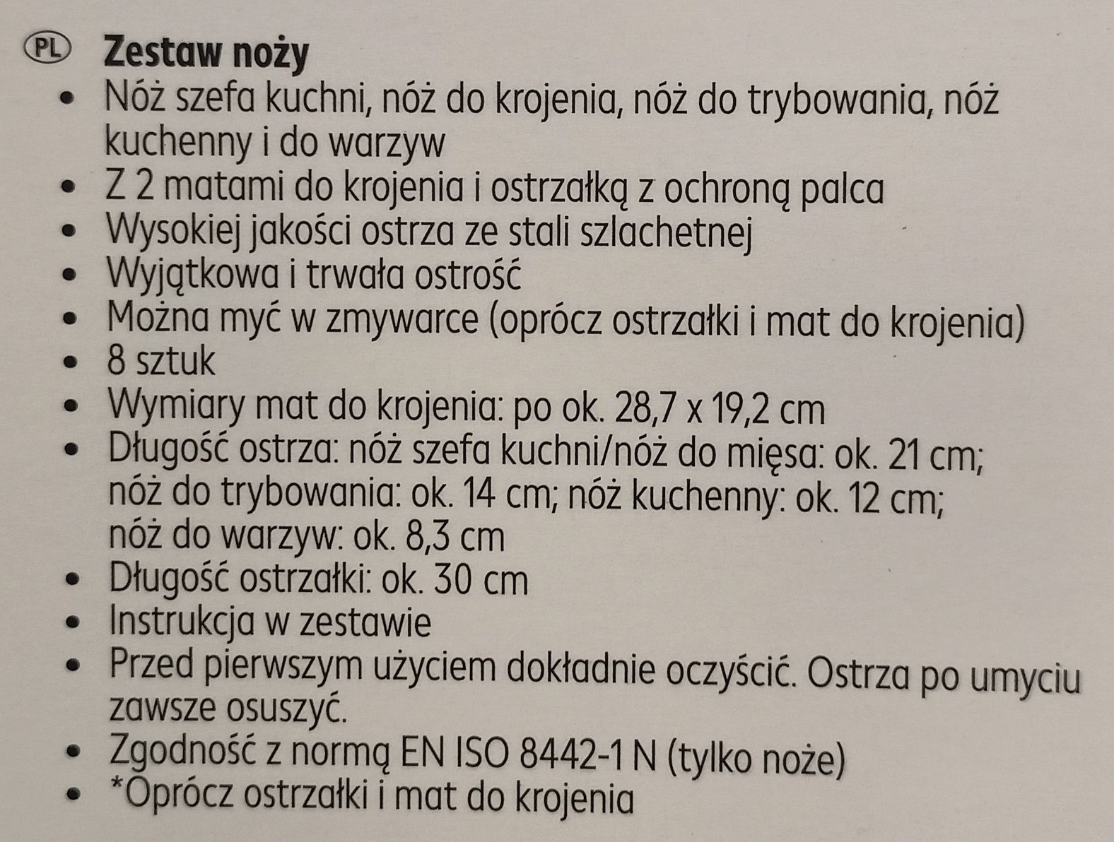 Noże zestaw 5 + ostrzałka + podkładki do krojenia