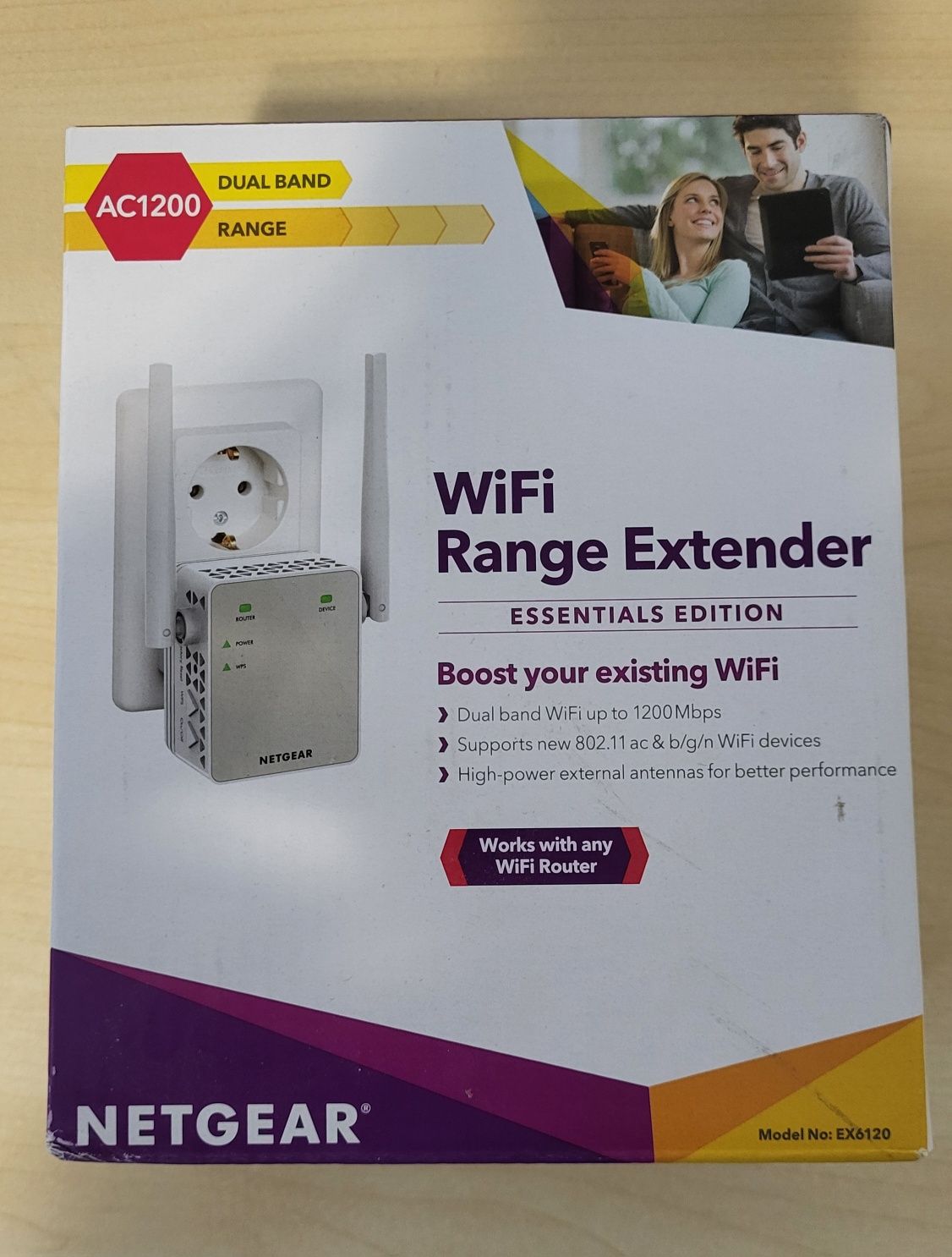 Wzmacniacz sygnału, repeater Wi-Fi NETGEAR AC1200 EX6120 - 100PES