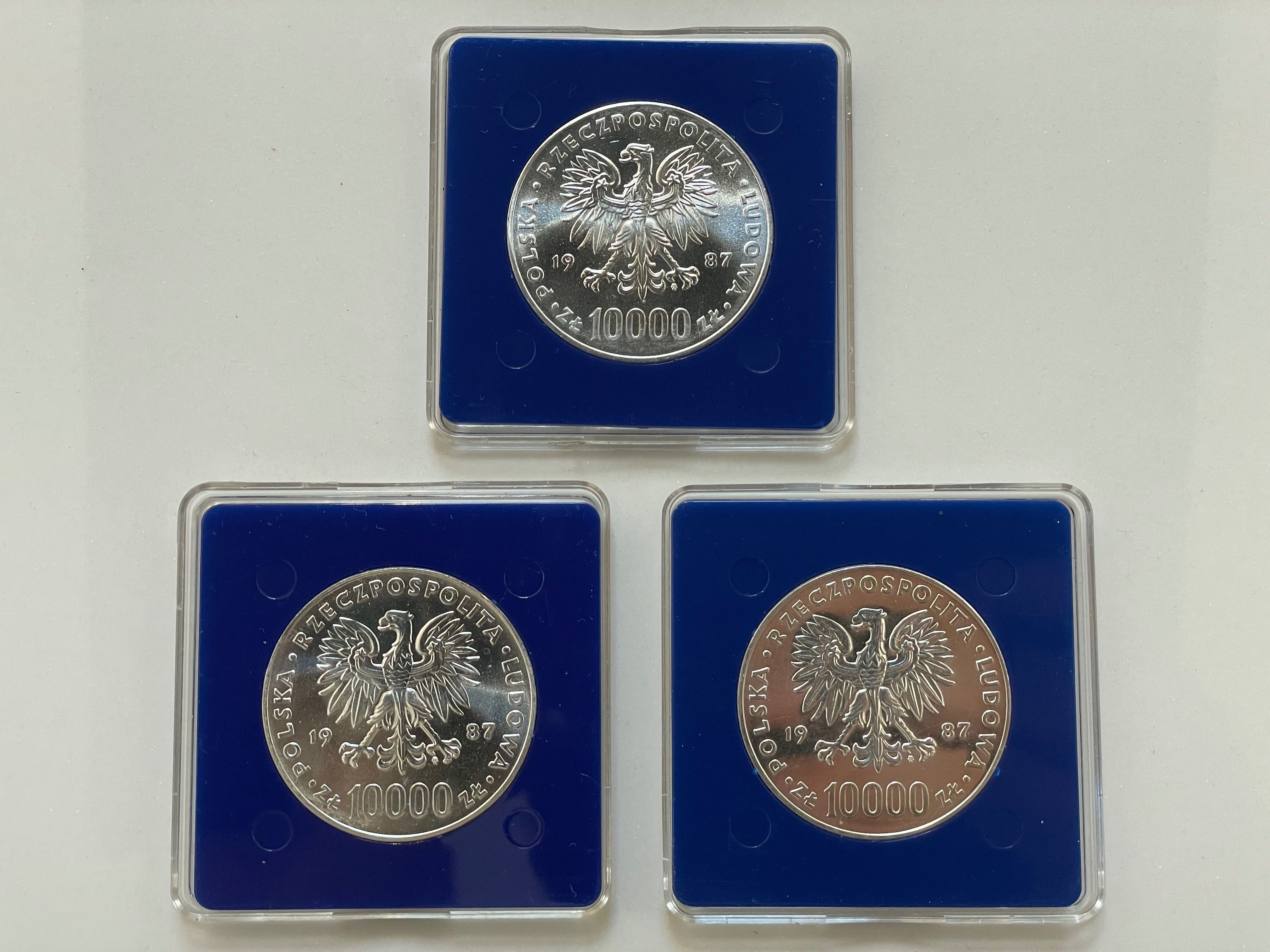 Zestaw 3 szt. 10000 zł Jan Paweł II 1987 (oryginalne kapsle PRL)