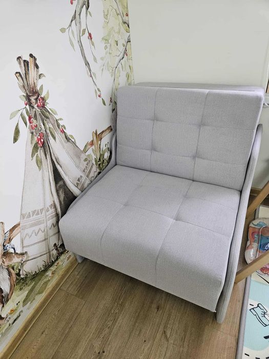 sofa rozkładana, jednoosobowa szara