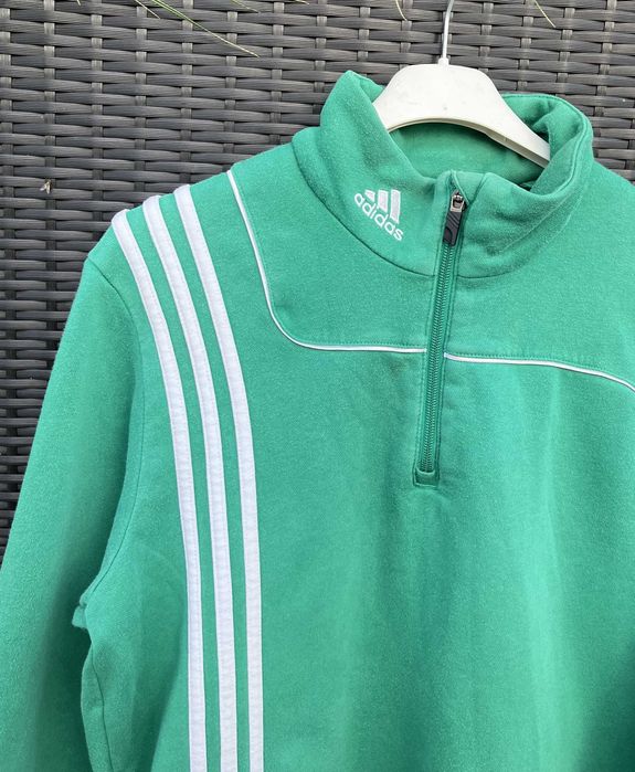 Adidas zielona bluza vintage oldschool polo zamek