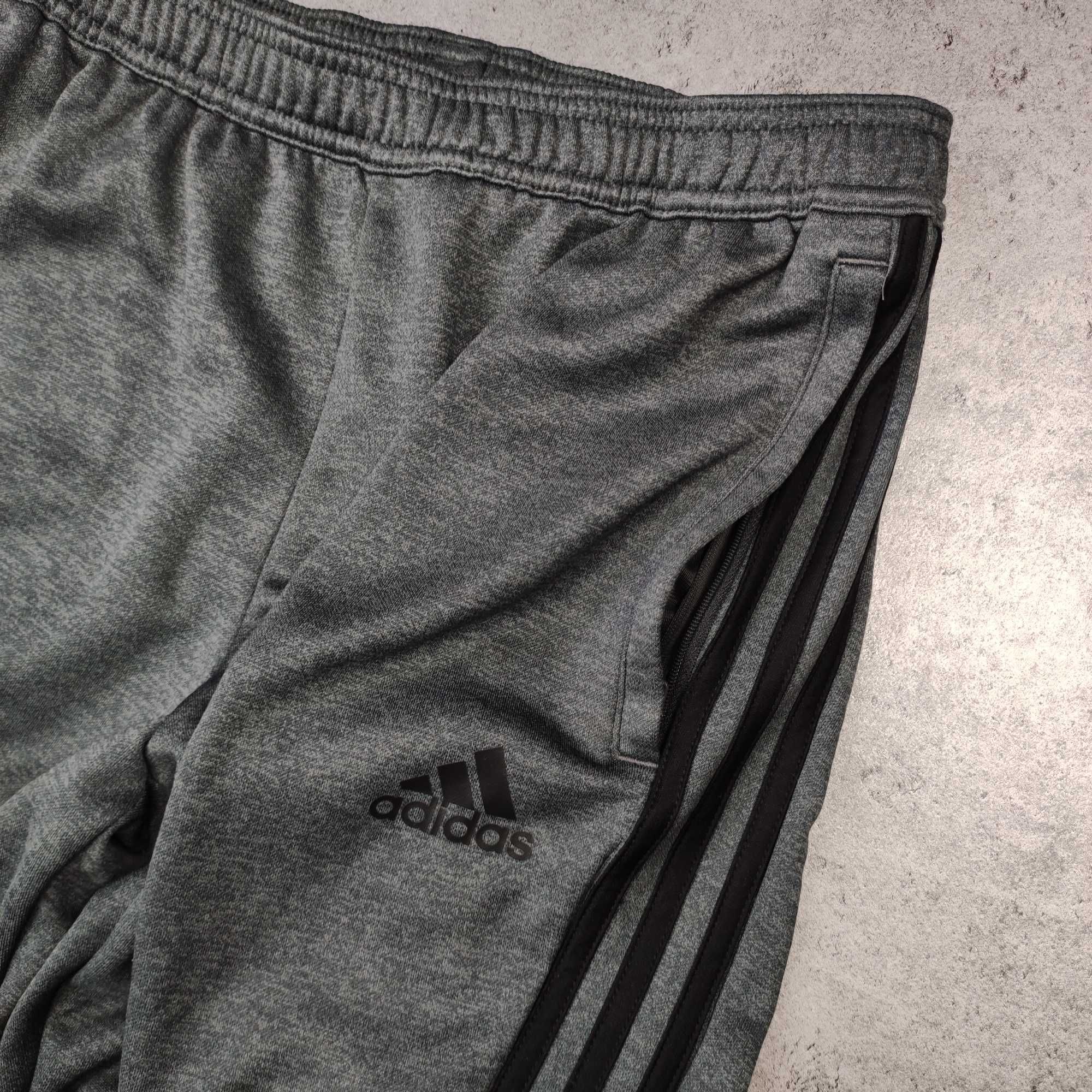 MĘSKIE Dresy Sportowe Szare Śliskie Bieg Trening Siłownia Adidas Logo
