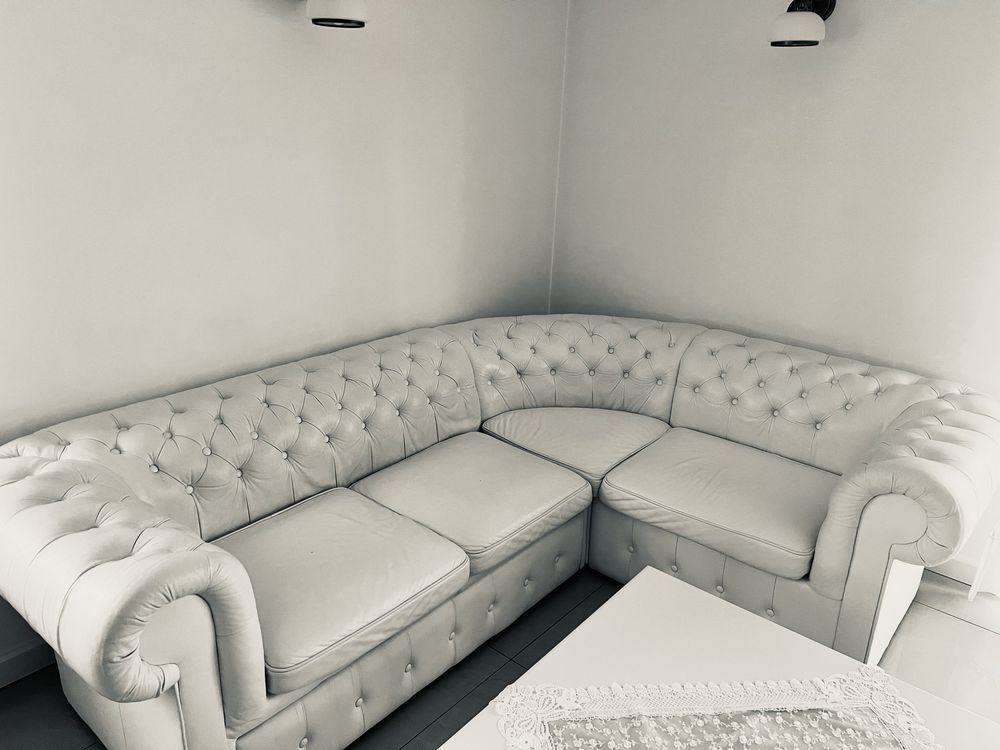 Narożnik Chesterfield z naturalnej skóry