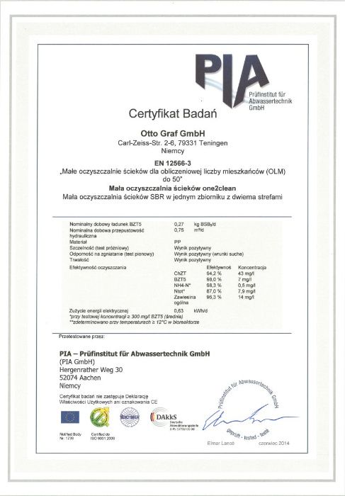 Oczyszczalnia biologiczna ONE2CLEAN 3 , 3 RLM GRAF