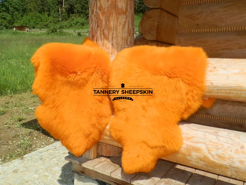 Skóry Owcze Barwione  Pomarańczowe 110-130 cm Skóra Owcza