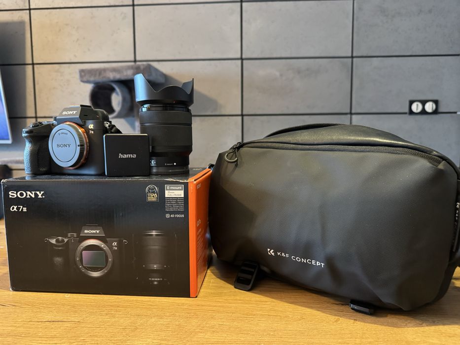 Zestaw Sony A7III + obiektyw + torba + czytnik kart SD (gwarancja)