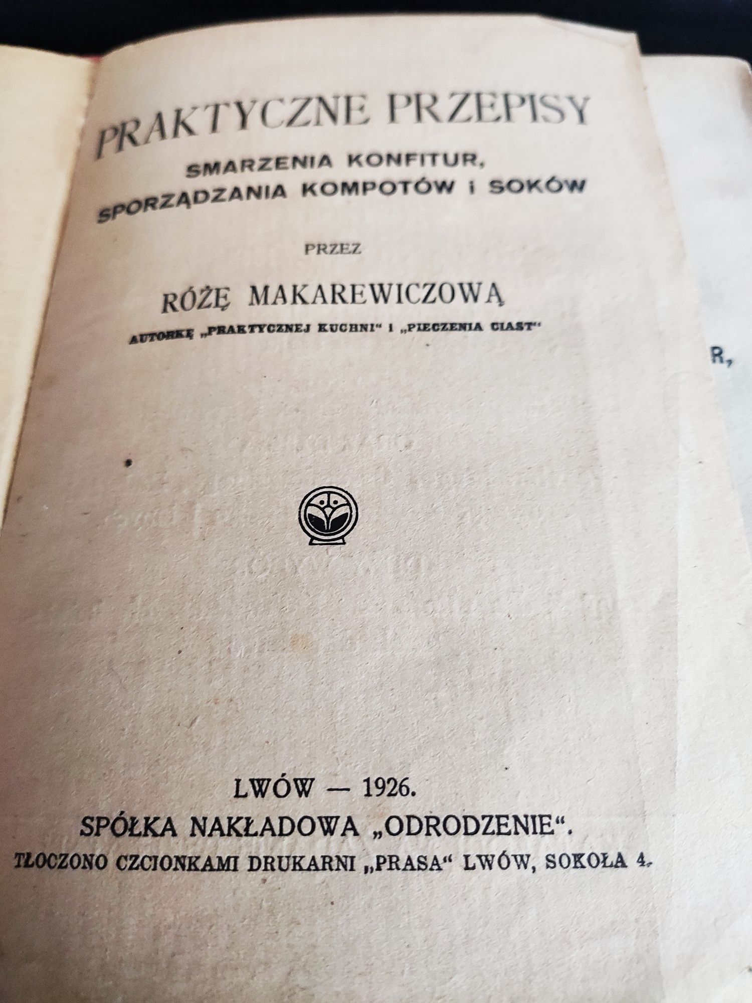 Książka kucharska z 1926 roku