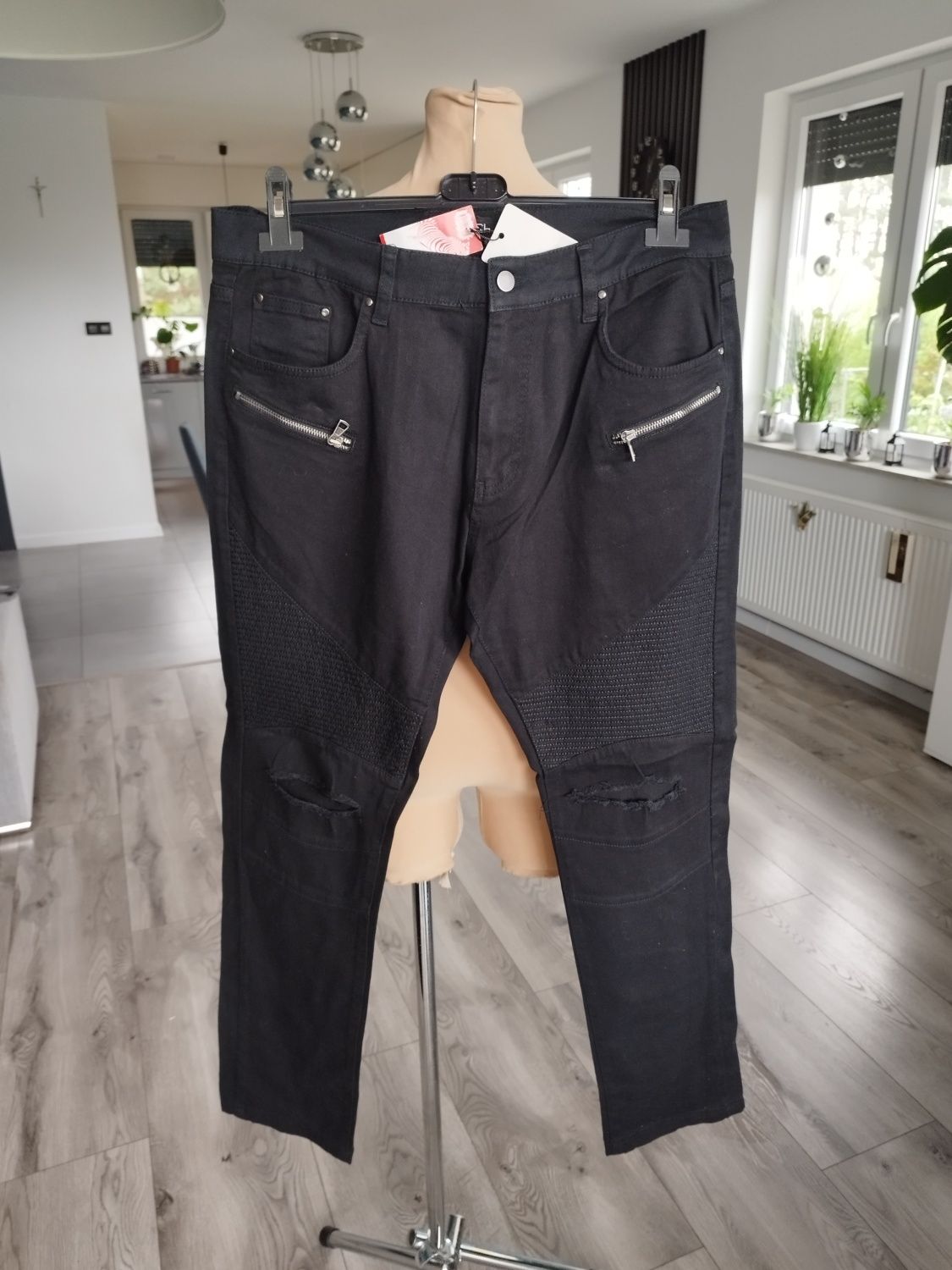 R.38 Merish nowe czarne spodnie męskie jeansy