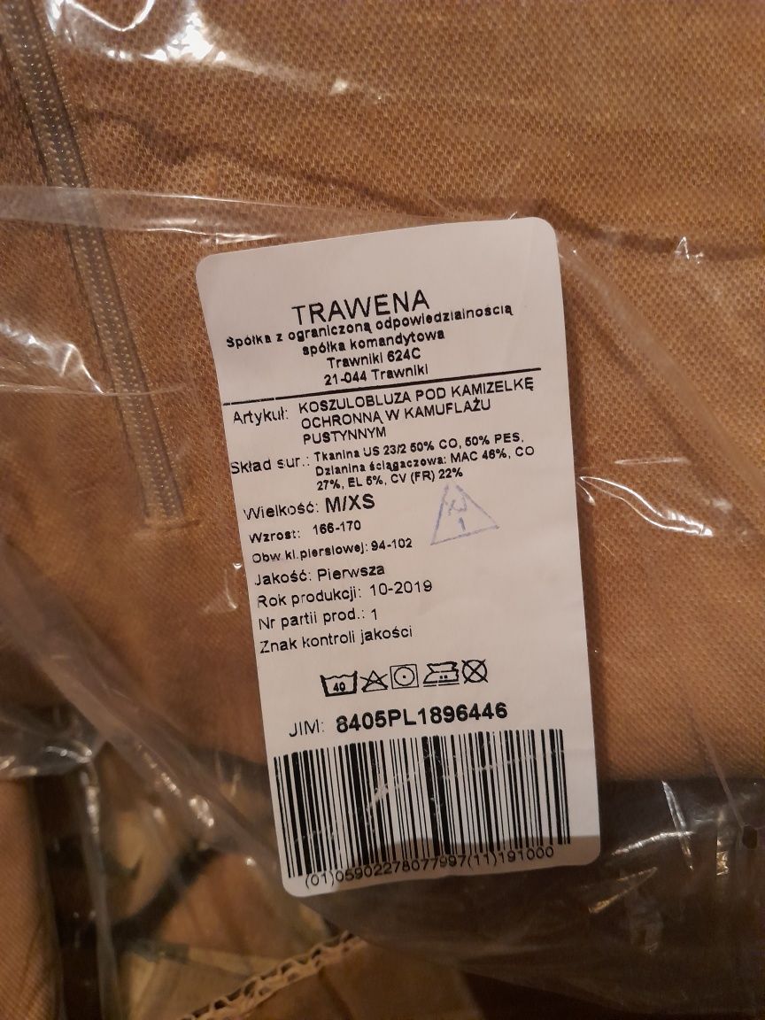 Koszulobluza pod kamizelkę ochronną, combatshirt roz. M/XS pustynny