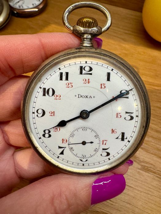 Zegarek kieszonkowy Doxa srebrny 0.800  51 mm – sprawny