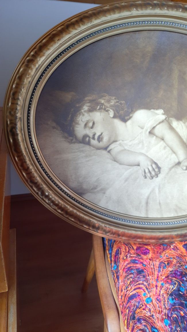 Obraz owal ,vintage, przedwojenny, Niemcy.