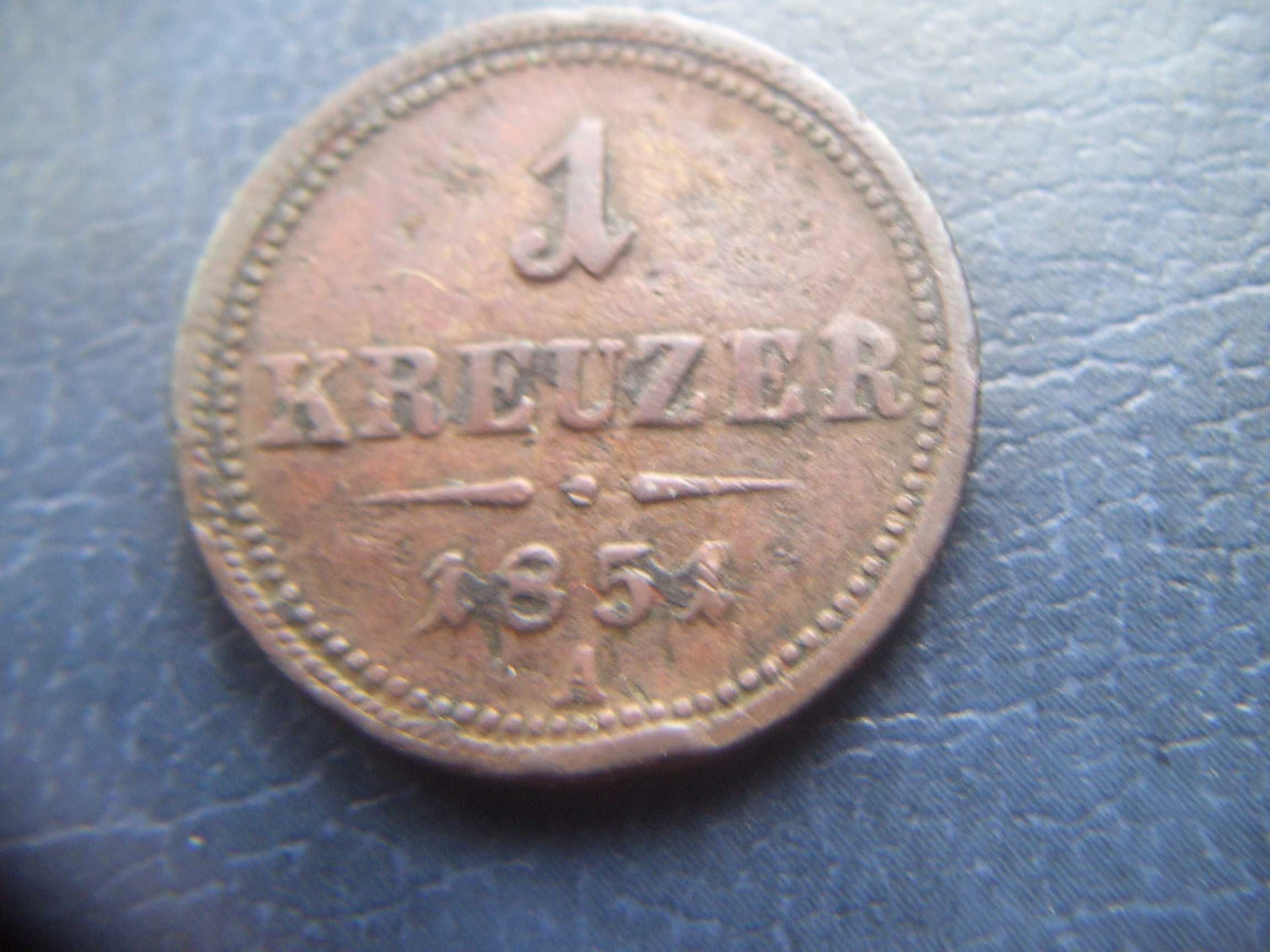 Stare monety 1 krajcar 1851 Austria