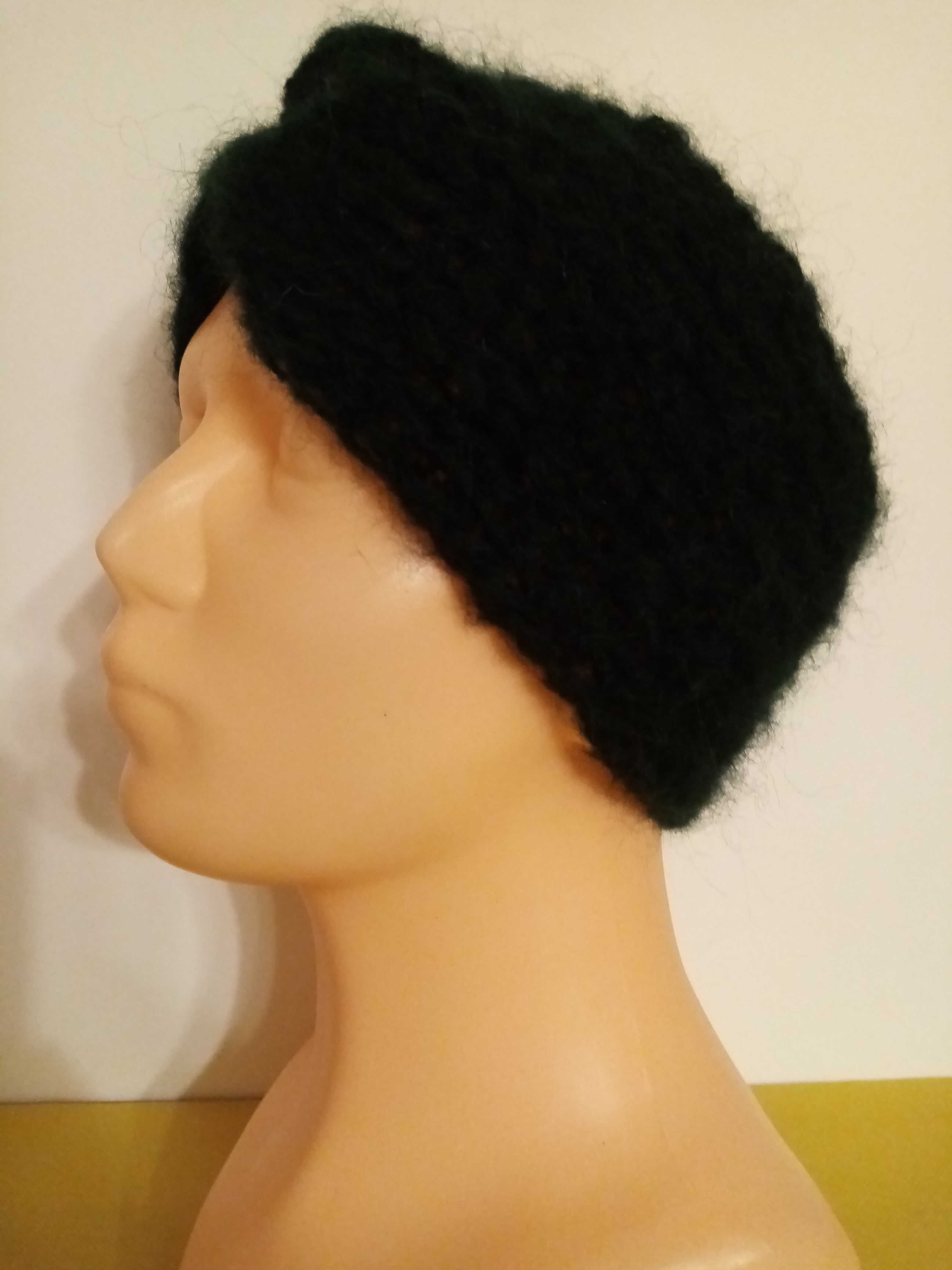 Moherowa opaska turban, rękodzieło; handmade