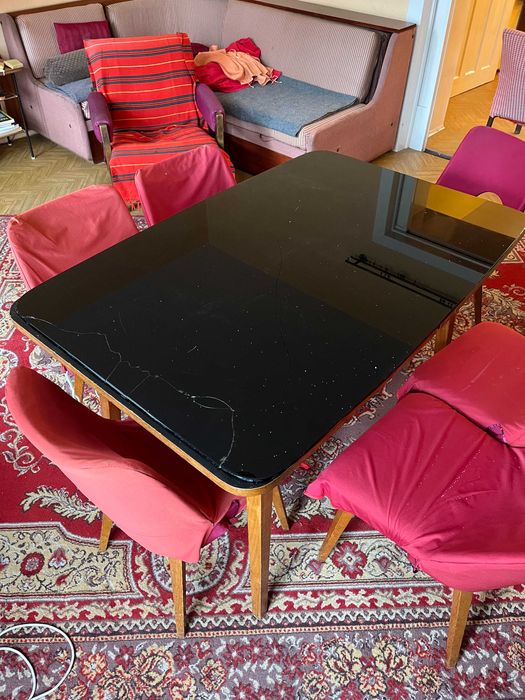 PRL zestaw BFM 1020B Lejkowski Leśniewski stół krzesła komoda szafa