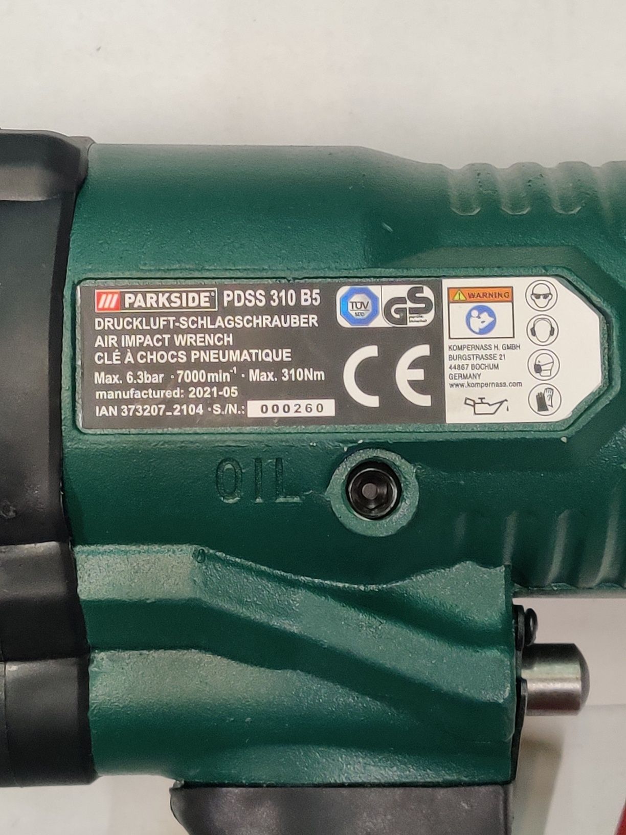 НОВЫЙ ударный пневмо гайковерт с Германии Parkside PDSS 310 B5/ключ