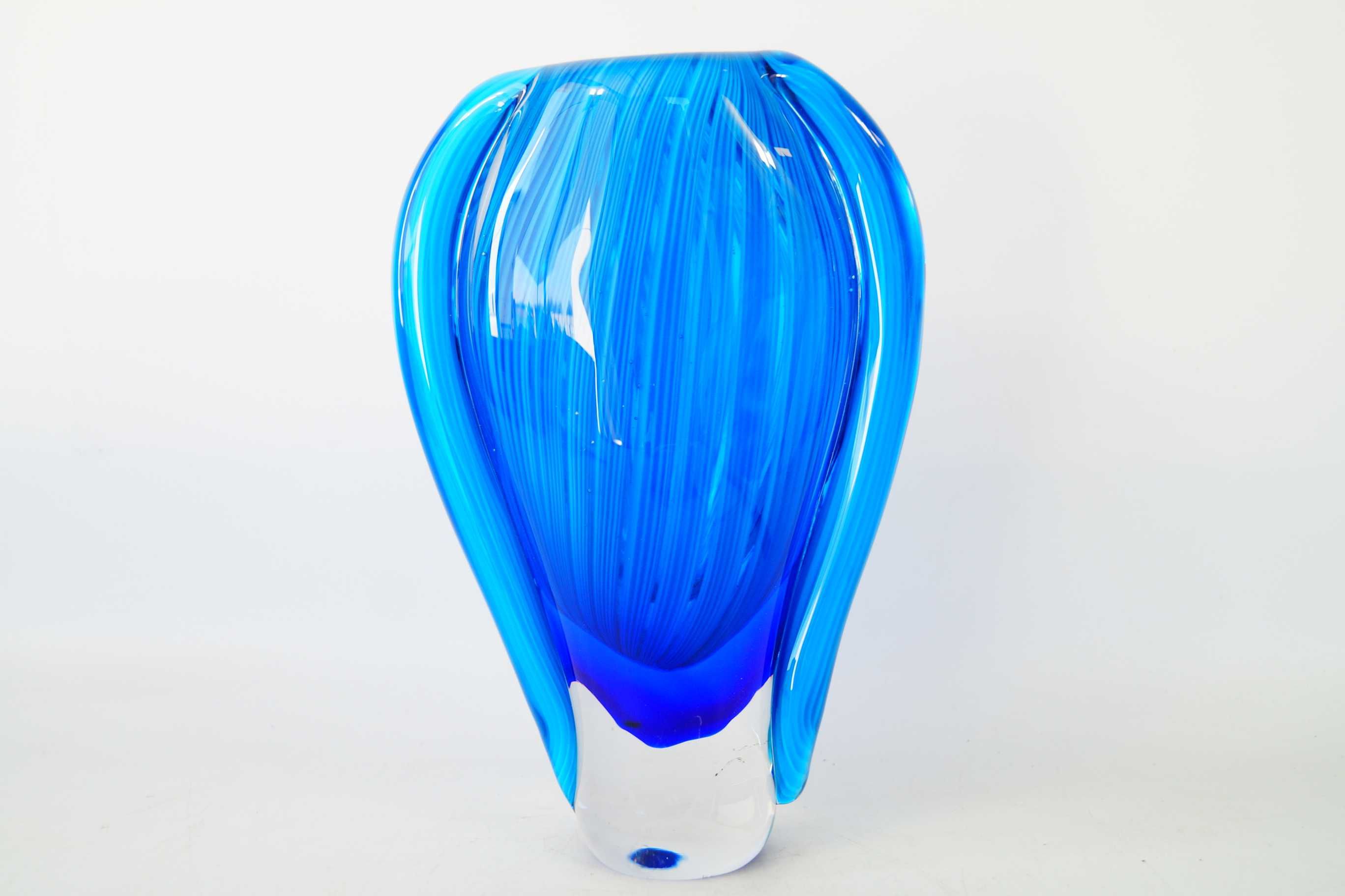 Murano style piękny niebieski wazon szkło dekoracyjne
