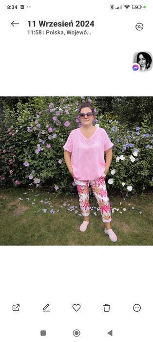 Sweter ażurowy różowy oversaze made in italy roz M-4xl