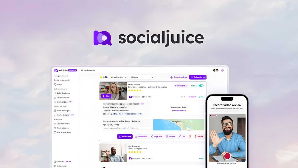 SocialJuice — відео-відгуки клієнтів під вашим брендом