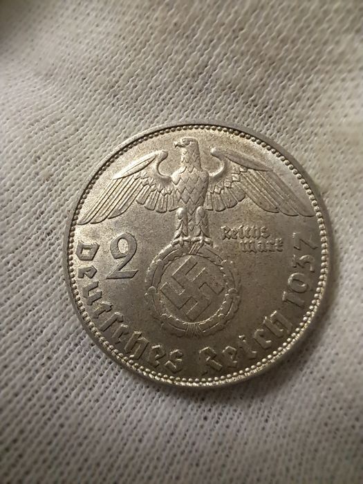 2 рейхсмарки. 1937 рік D "Рейхспрезидент Пауль фон Гінденбург"