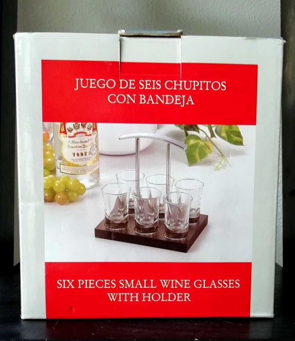 Conjunto de 6 copos de Shot com suporte, Novo da marca Pórtico