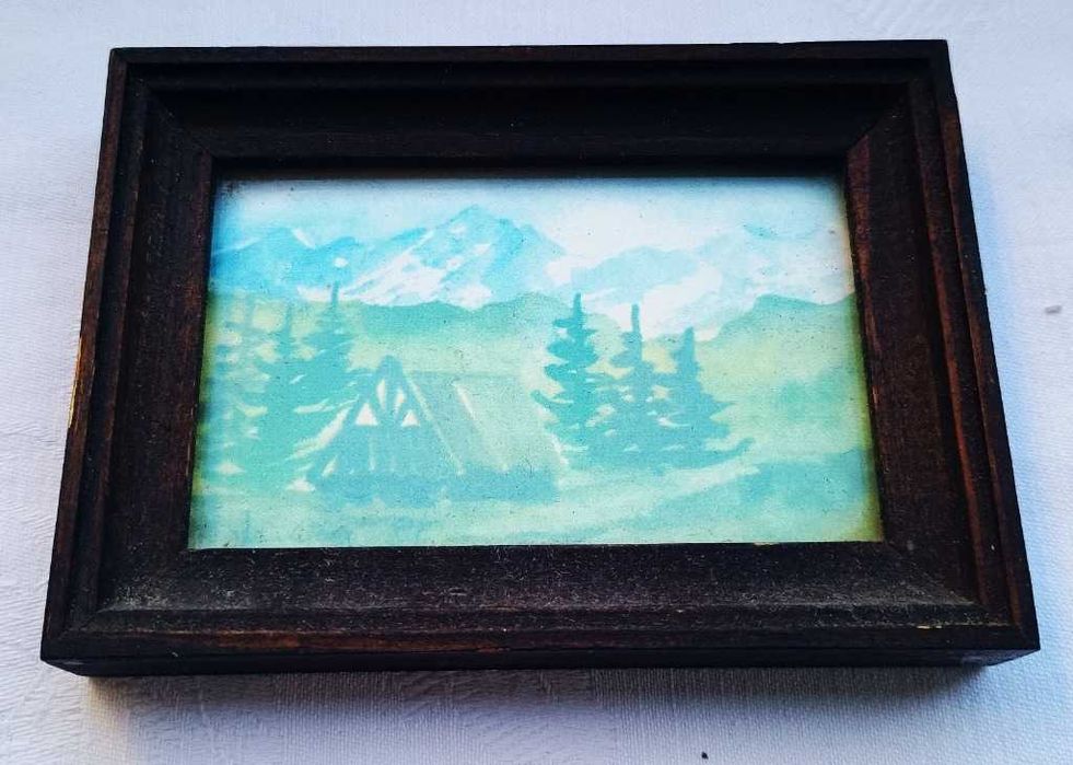 Akwarelka przedstawiająca Tatry, góry