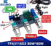 Wzmacniacz 2X80W TPA3116D2 regulacja barwy dźwięku 12V 24V stereo M567