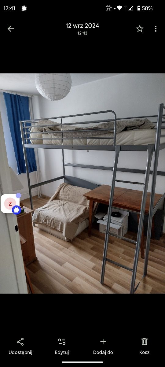 Łóżko piętrowe z blatem Ikea svarta