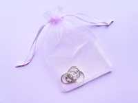 Torba prezentowa z organzy na biżuterię cukierki woreczek różowy