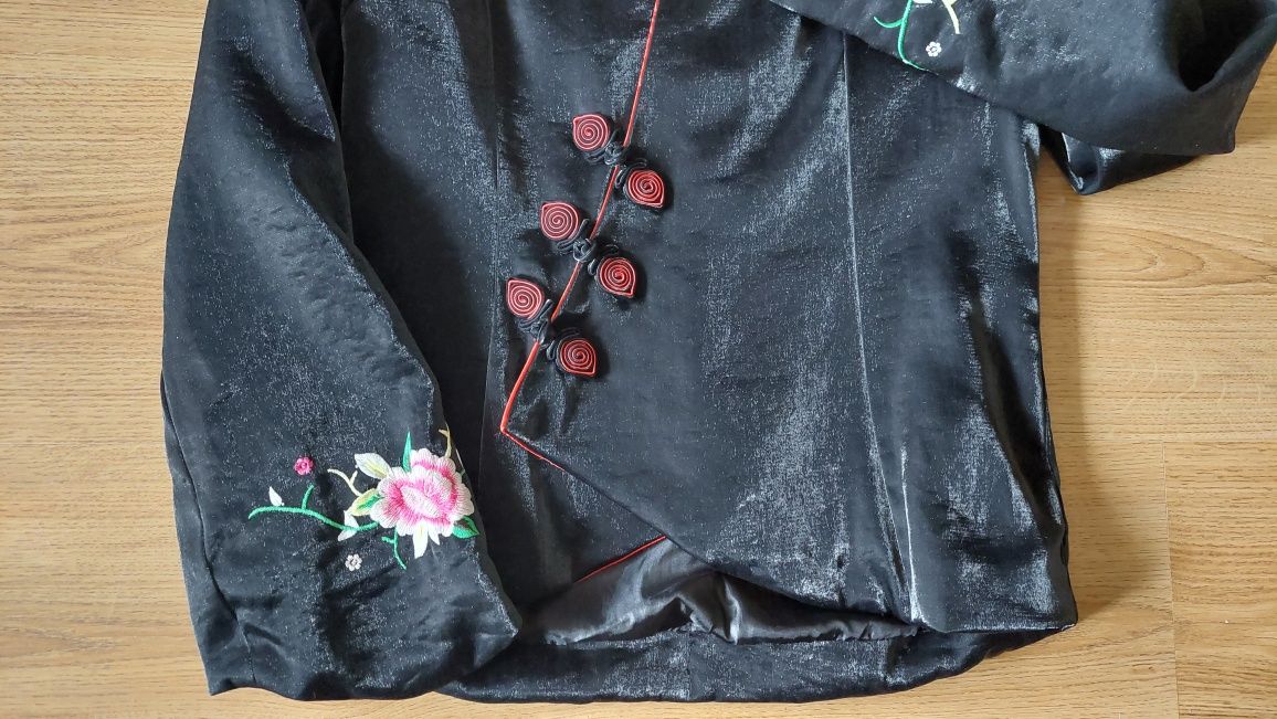 Marynarka w stylu japońskim haftowana połysk