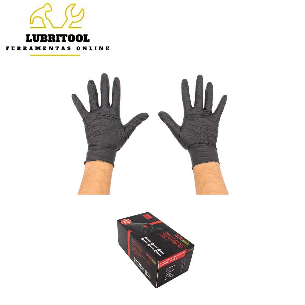 KROFTOOLS Caixa 100 Luvas Pretas Alta Resistência CT6001 | NOVAS