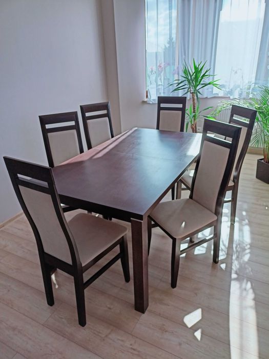 Stół rozkładany wenge + 6 krzeseł