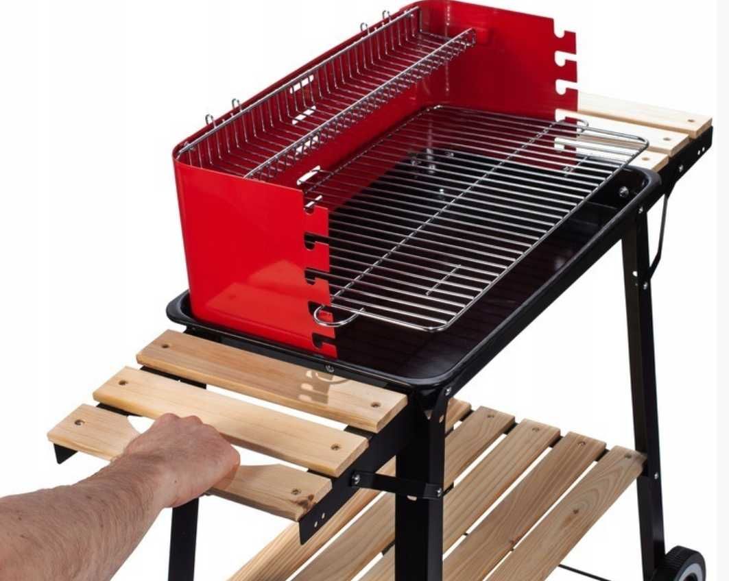 duży Grill ogrodowy na węgiel drzewny, 88x44x83 cm, z kółkami 3676