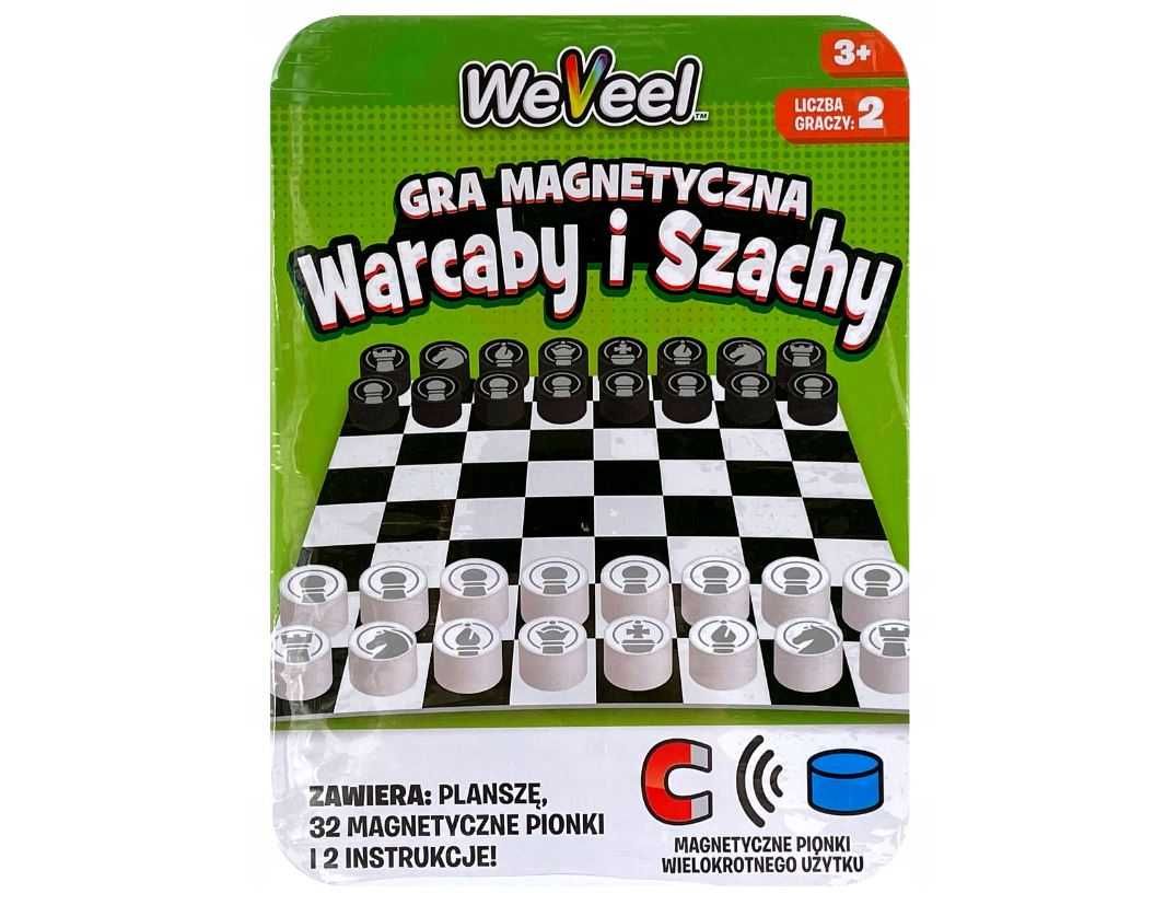 Podróżna gra magnetyczna w metalowym pudełku 2w1 Warcaby Szachy