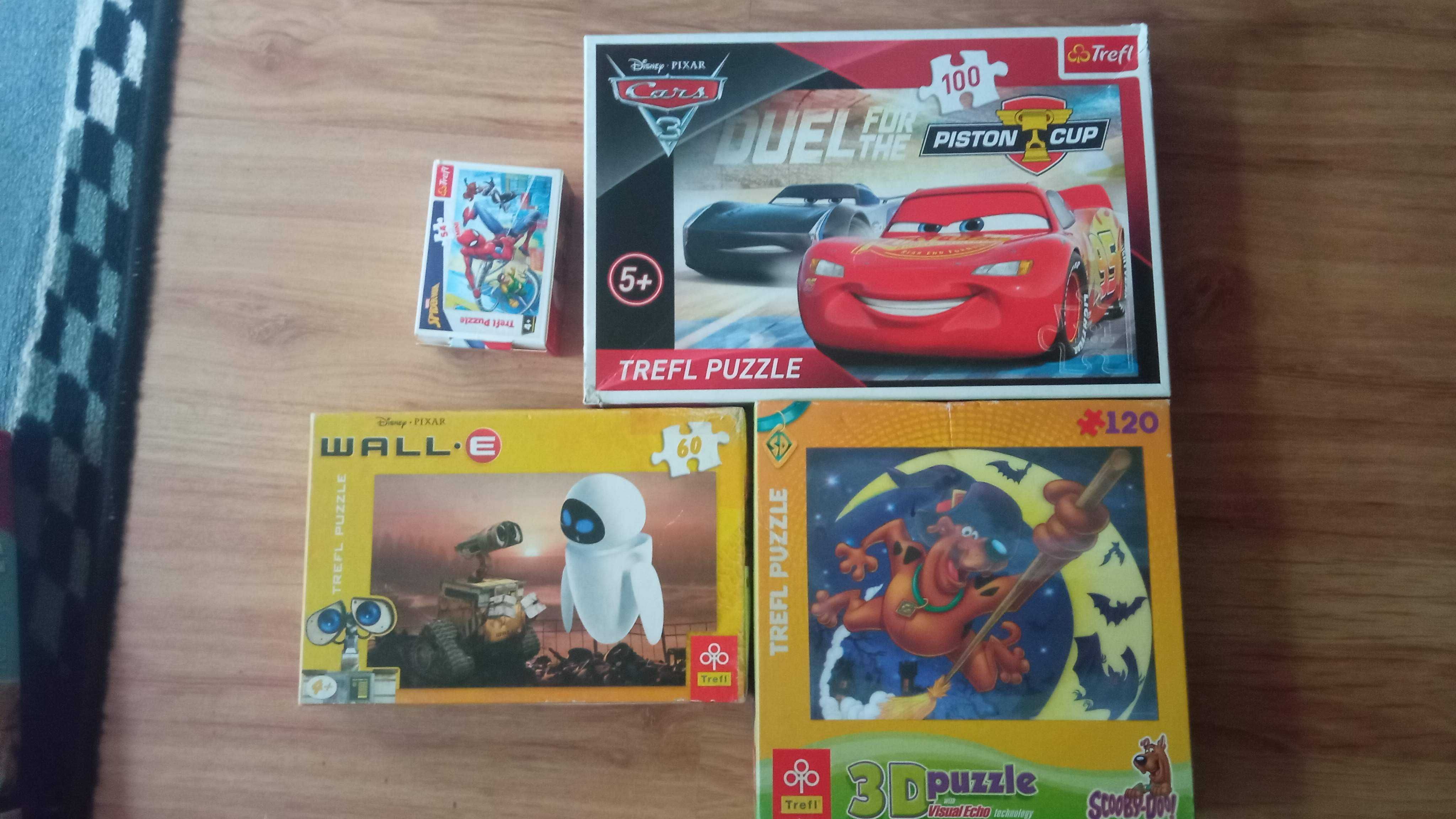 Puzzle Trefl McQueen auta 9w1, Spiderman, Scooby Do, zwierzęta 10w1